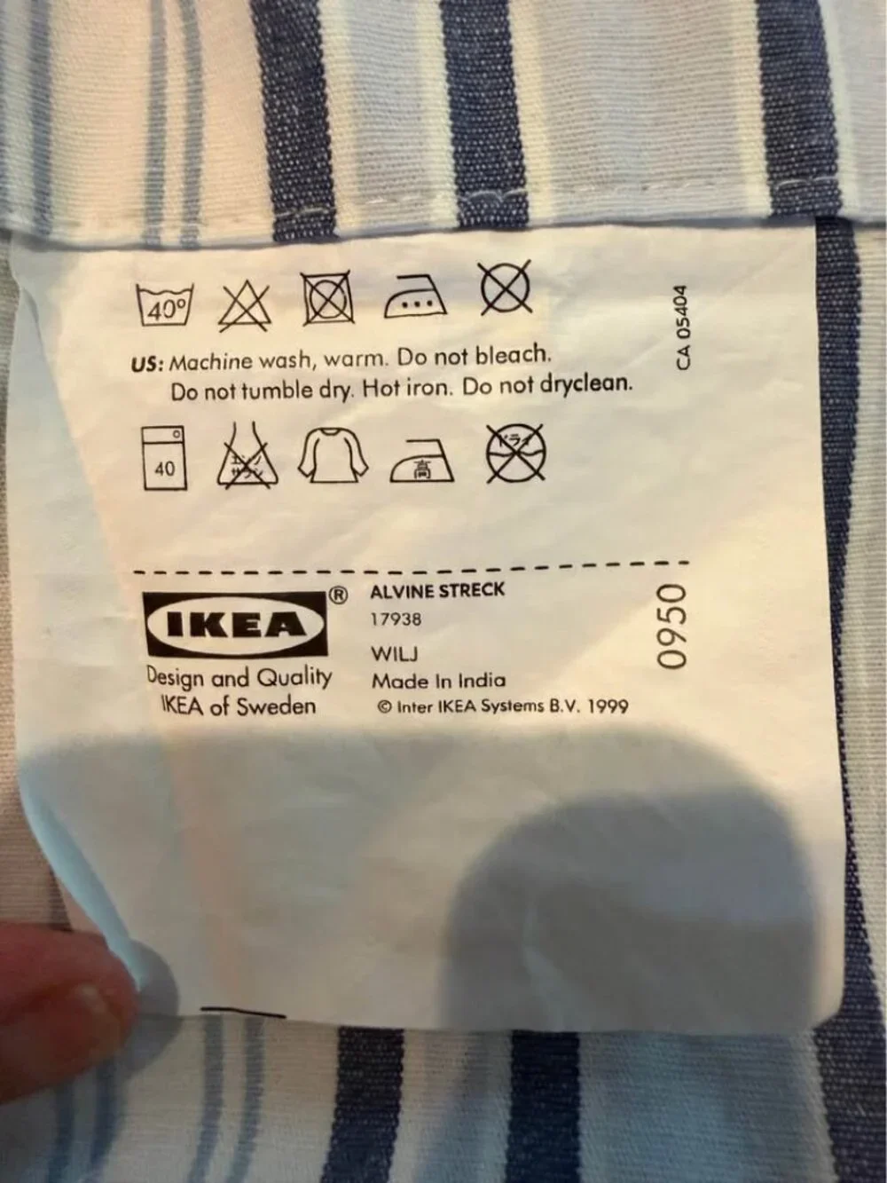 2 IKEA TICKA 57W x 99L Blue and White 100% Cotton Striped Drapes